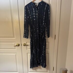 Anthropologie Cloth & Stone Blue Long Sleeve Dress with Mandarin Collar